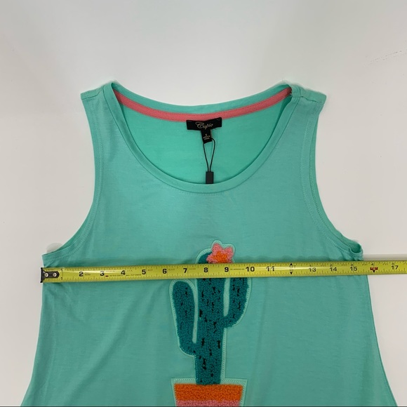 Cupio Mint Green Bucle Embroidered Cactus Graphic Tank Top New Nwt Size Small - Picture 11 of 12